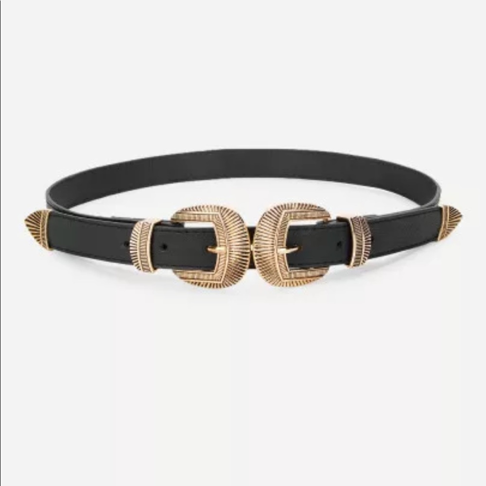 trendy two way black and gold belt